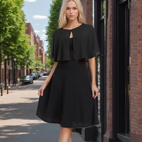 Women's Soft Chiffon Capelets Shawls and Wraps for Evening Wedding Cape Bole Cov - Picture 4 of 6